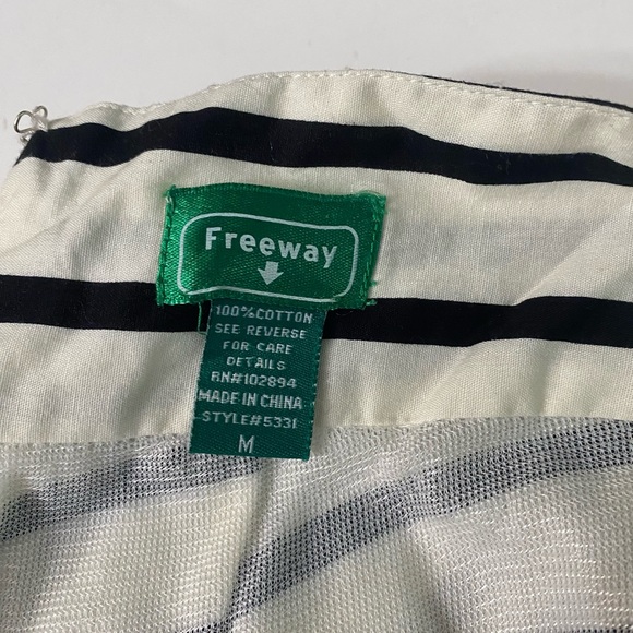 Anthropologie Freeway Black Cream Striped Bow Balloon Hem Mini Skirt - Picture 12 of 13